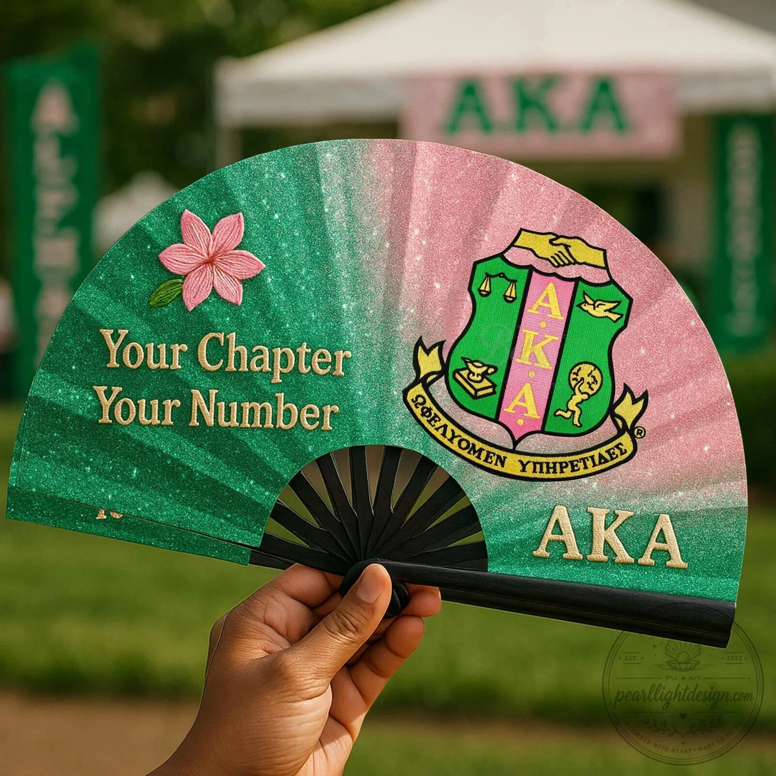 Alpha Kappa Alpha Sorority Incorporated Personalized Folding Hand Fan 2 Alpha Kappa Alpha Sorority Incorporated Personalized Folding Hand Fan