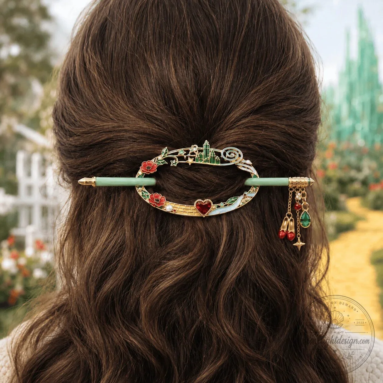 Wizard of Oz Emerald City Ruby Slippers Hair Stick Pin