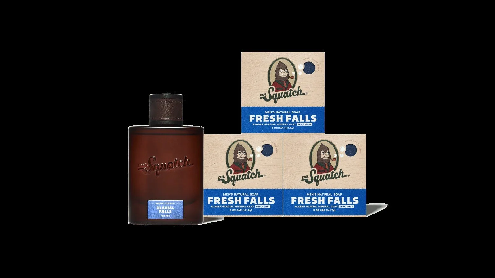Dr Squatch Fresh Falls Men's Natural Soap and Glacial Falls Cologne Set