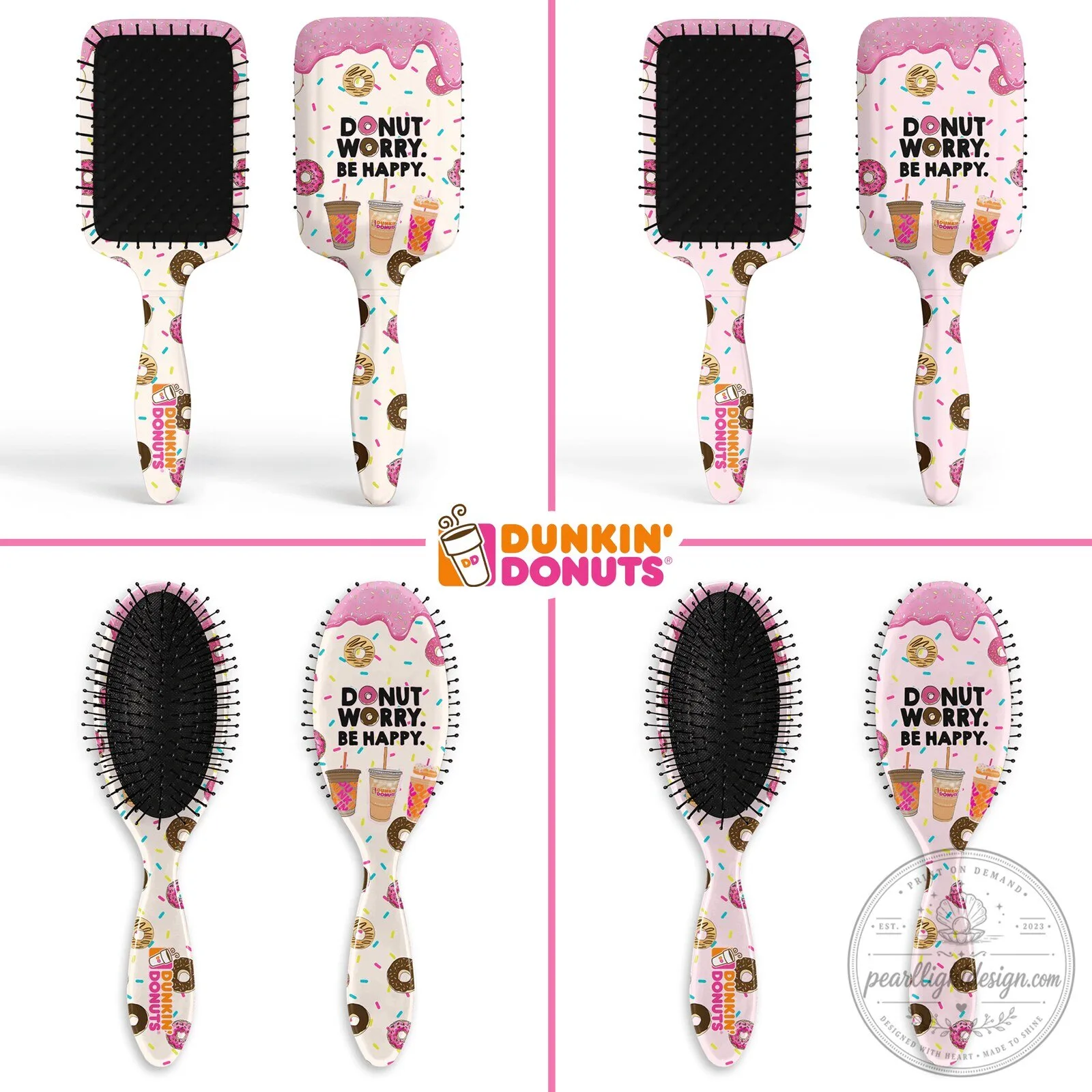 Dunkin Donuts Donut Worry Be Happy Detangling Hair Brush