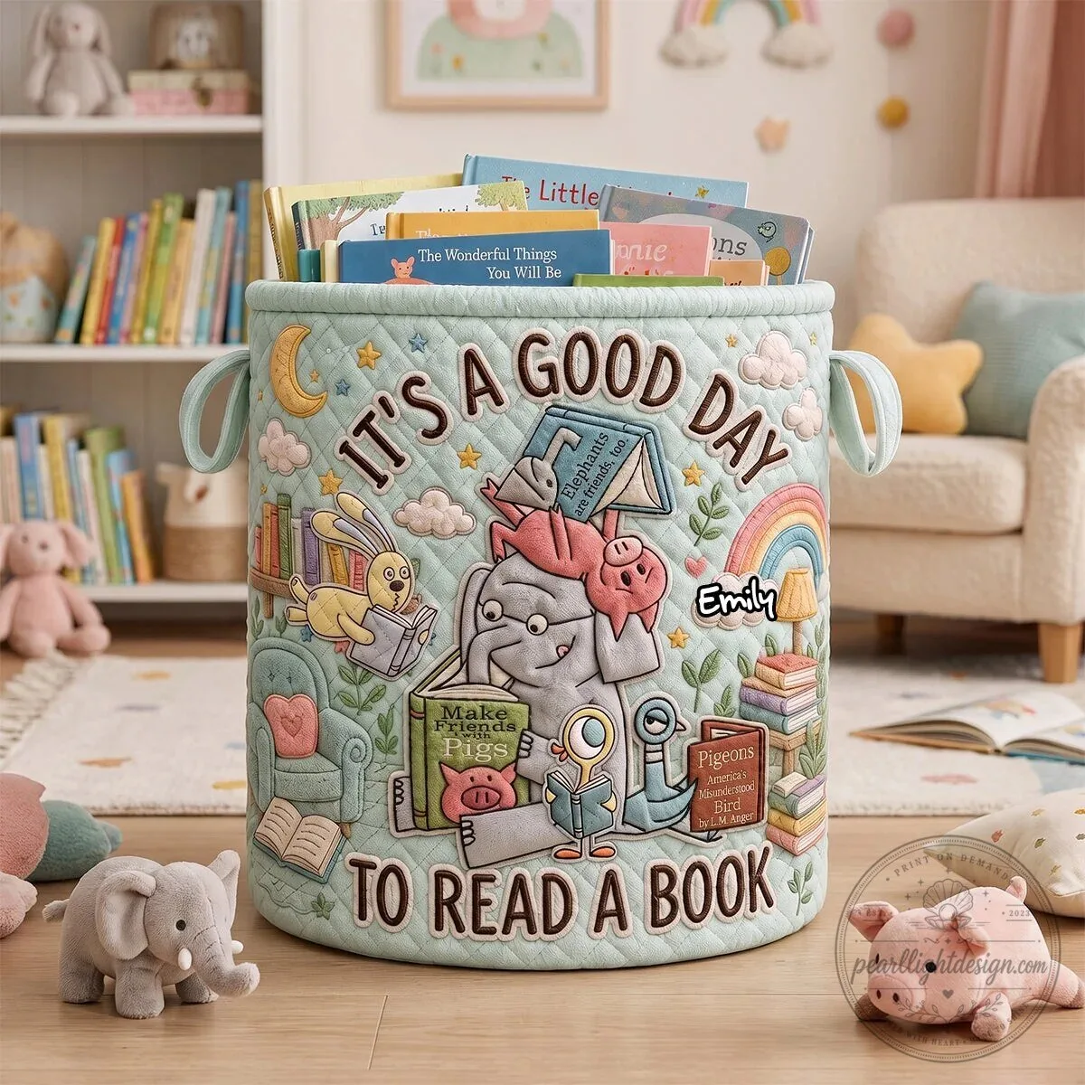 It's A Good Day To Read A Book Quilted Fabric Laundry Basket