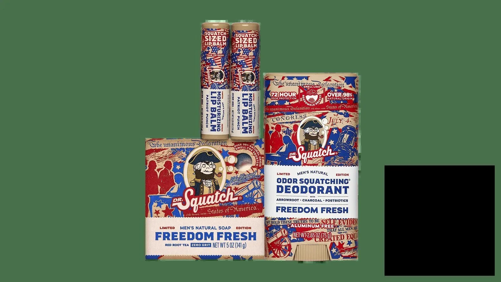 Dr Squatch Freedom Fresh 250th Collection Natural Deodorant and Lip Balm Set