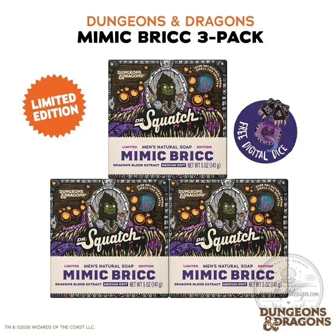 Dungeons and Dragons Mimic Bricc Dr Squatch Limited Edition Bar Soap 3-Pack 9 Dungeons and Dragons Mimic Bricc Dr Squatch Limited Edition Bar Soap 3-Pack