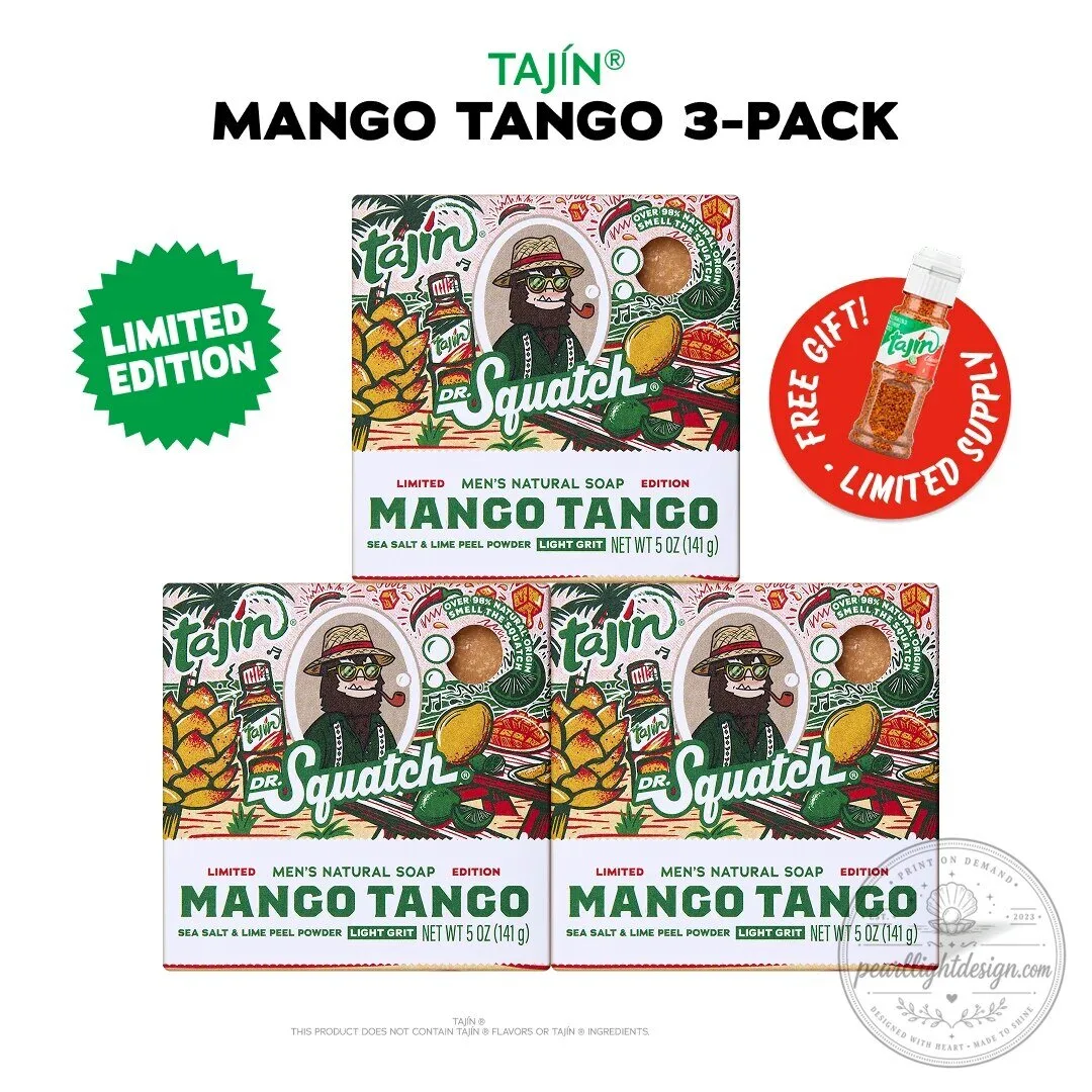 Tajin Mango Tango Dr Squatch Limited Edition Sea Salt and Lime Peel Powder Bar Soap