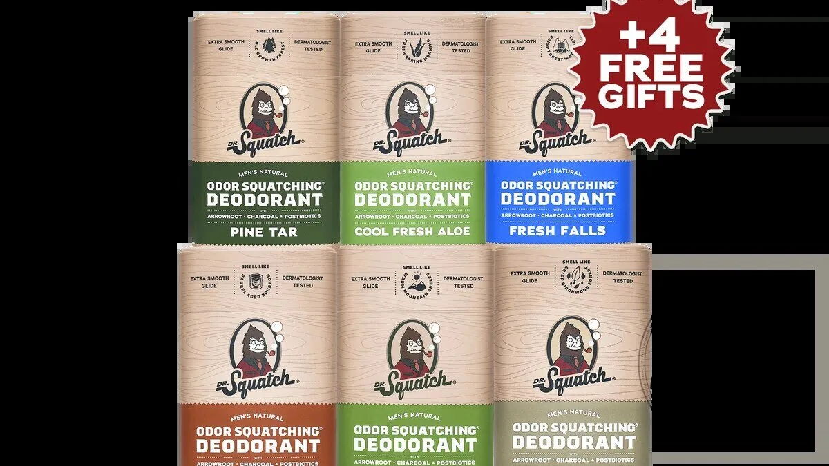 Dr. Squatch Odor Squatching Natural Deodorant Six-Pack for Men 7 Dr. Squatch Odor Squatching Natural Deodorant Six-Pack for Men