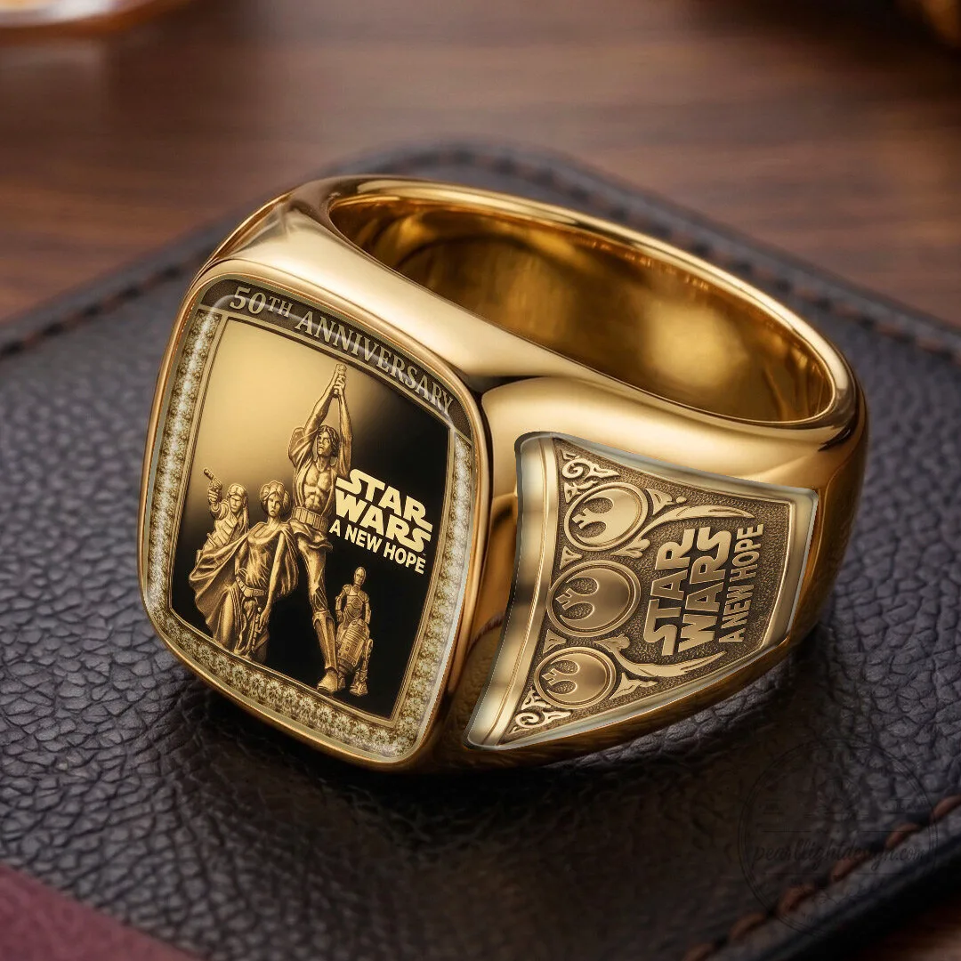 Star Wars A New Hope 50th Anniversary Gold Engraved Ring 11 Star Wars A New Hope 50th Anniversary Gold Engraved Ring