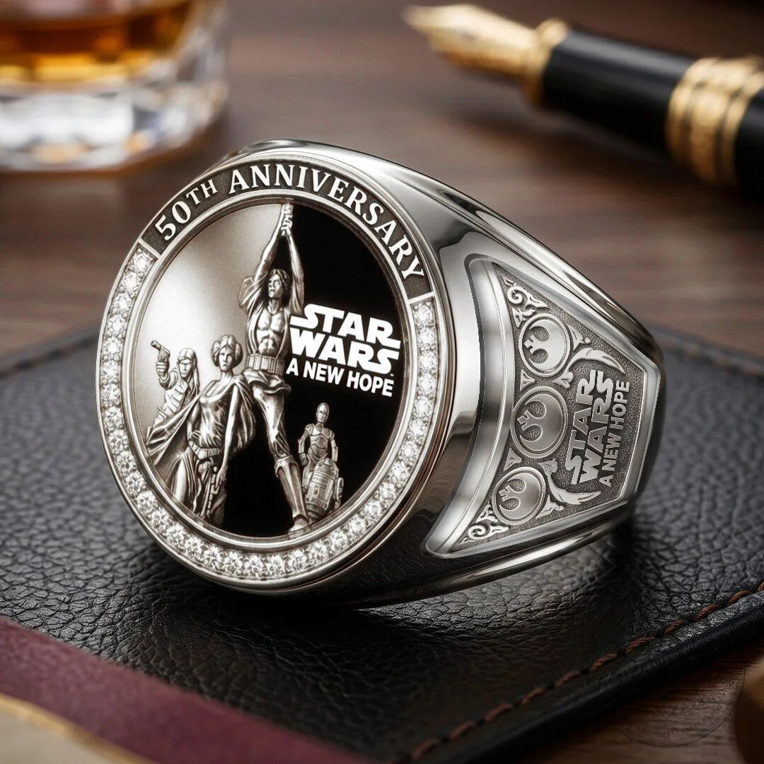 Star Wars A New Hope 50th Anniversary Gold Engraved Ring 12 Star Wars A New Hope 50th Anniversary Gold Engraved Ring