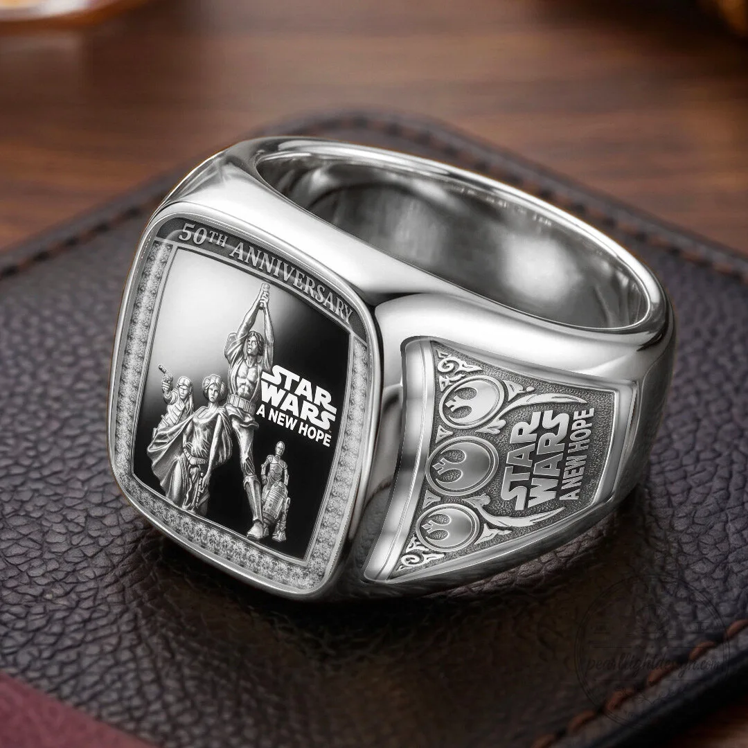 Star Wars A New Hope 50th Anniversary Gold Engraved Ring 13 Star Wars A New Hope 50th Anniversary Gold Engraved Ring