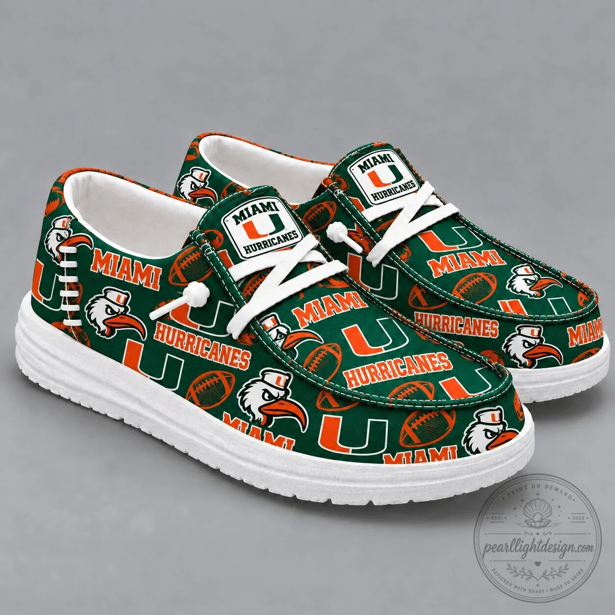 Miami Hurricanes Football Team Logo Pattern Casual Loafer Shoes