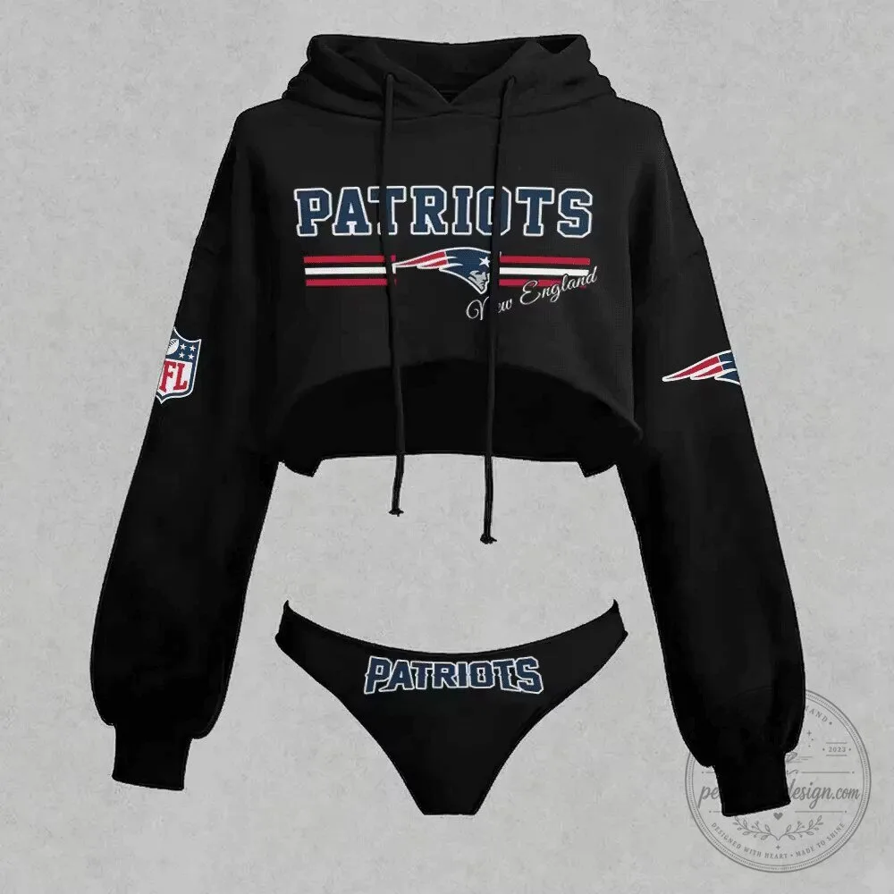 New England Patriots Women's Cropped Hoodie and Panties Set 1 New England Patriots Women's Cropped Hoodie and Panties Set