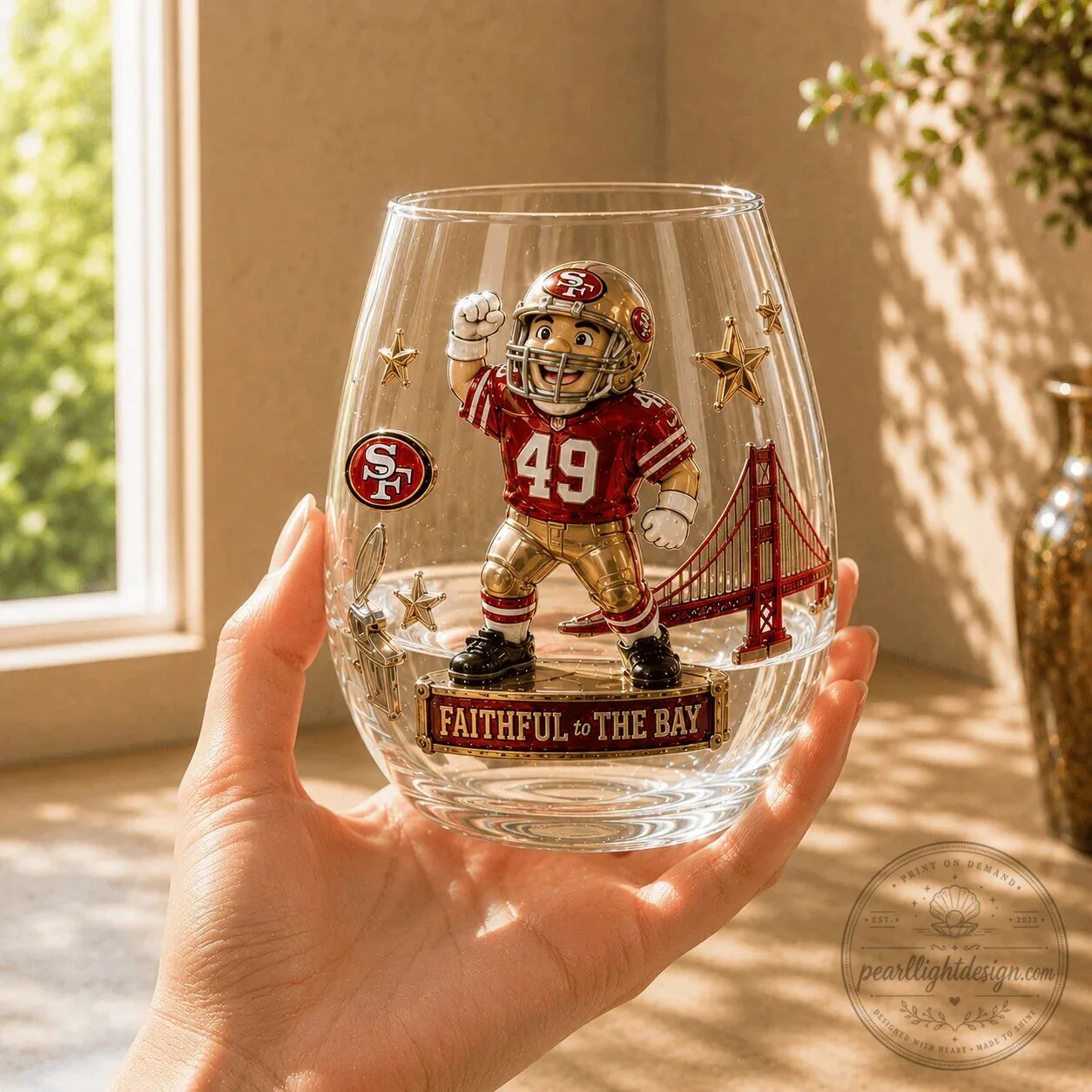 San Francisco 49ers Stemless Wine Glass Set with Gold Accents 9 San Francisco 49ers Stemless Wine Glass Set with Gold Accents