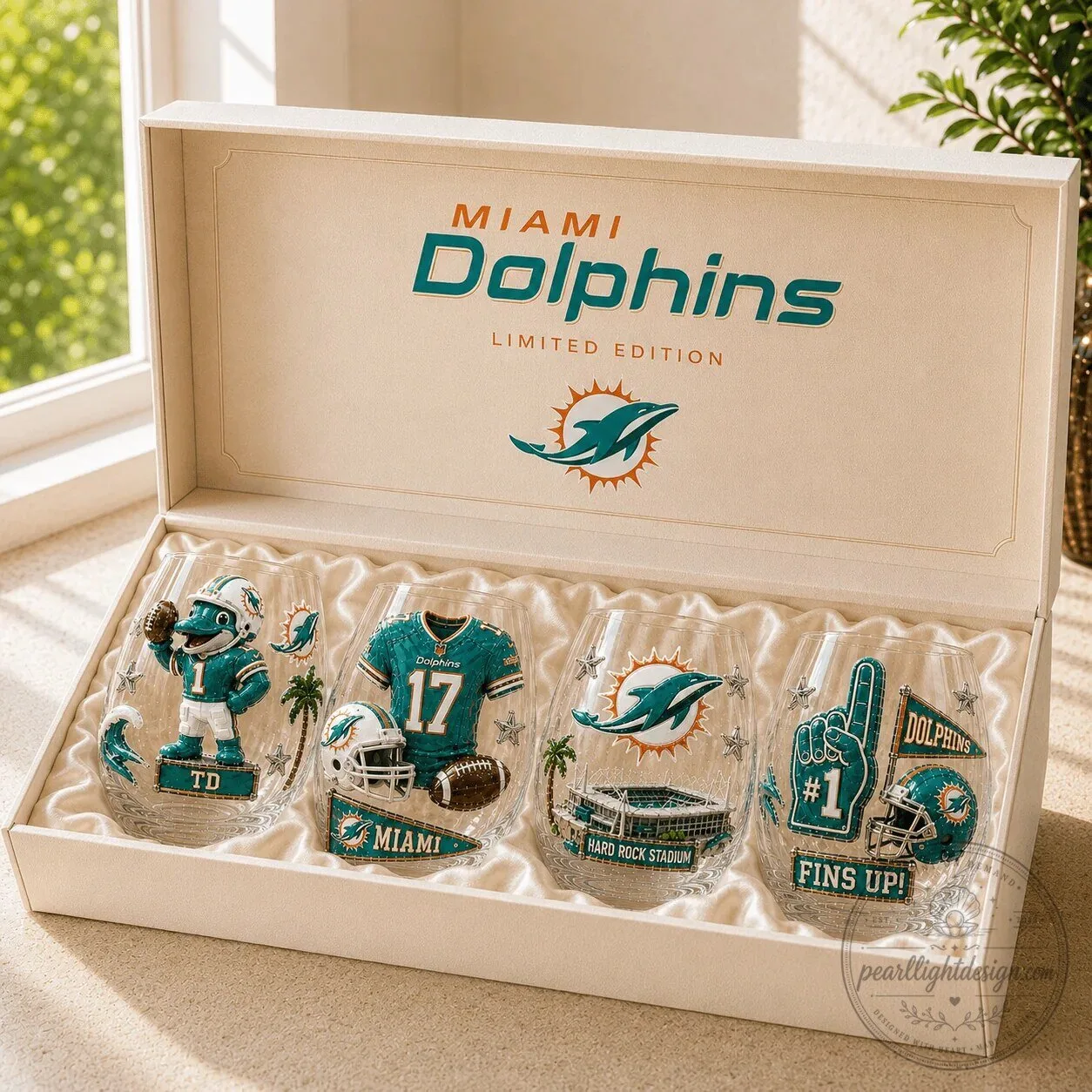 Miami Dolphins Stemless Wine Glasses Set 8 Miami Dolphins Stemless Wine Glasses Set