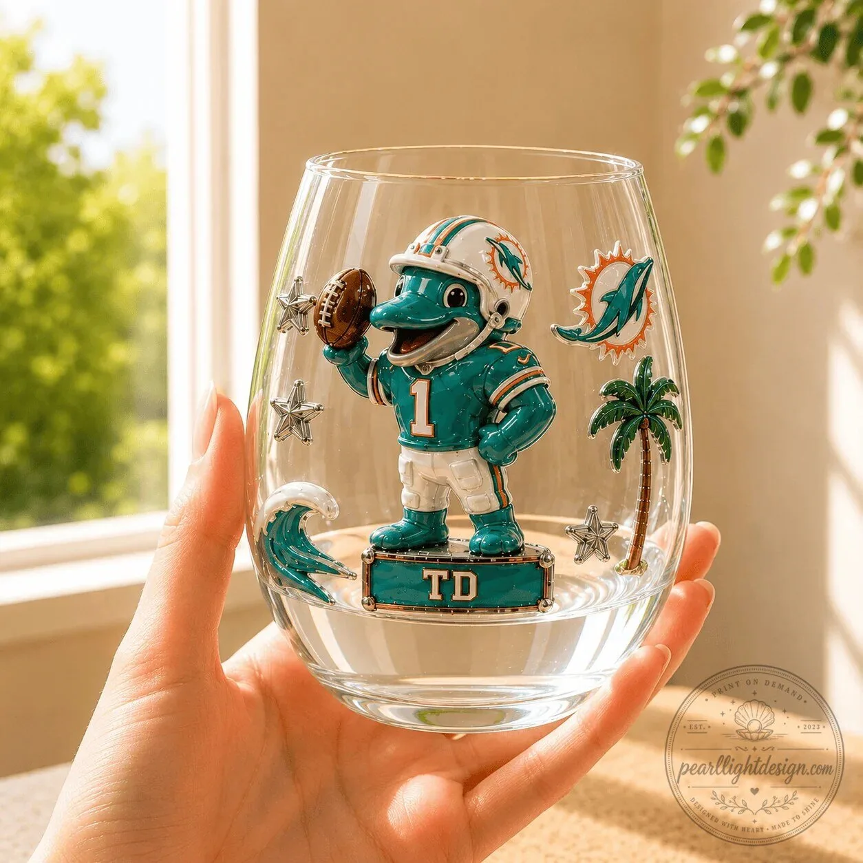 Miami Dolphins Stemless Wine Glasses Set 9 Miami Dolphins Stemless Wine Glasses Set