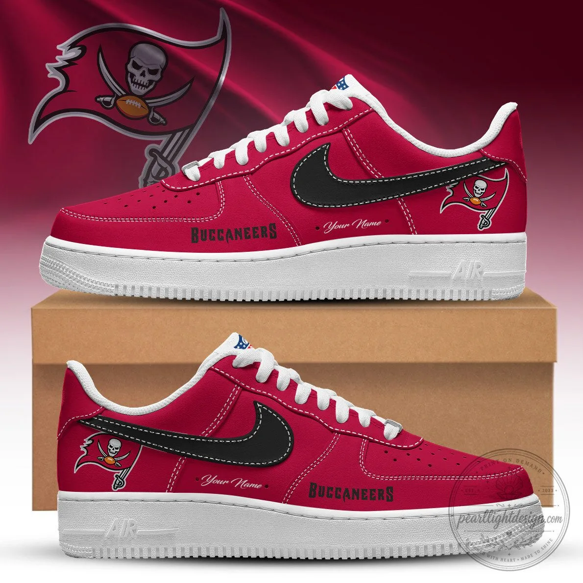 Tampa Bay Buccaneers Heritage Custom Name Low-Top Sneakers