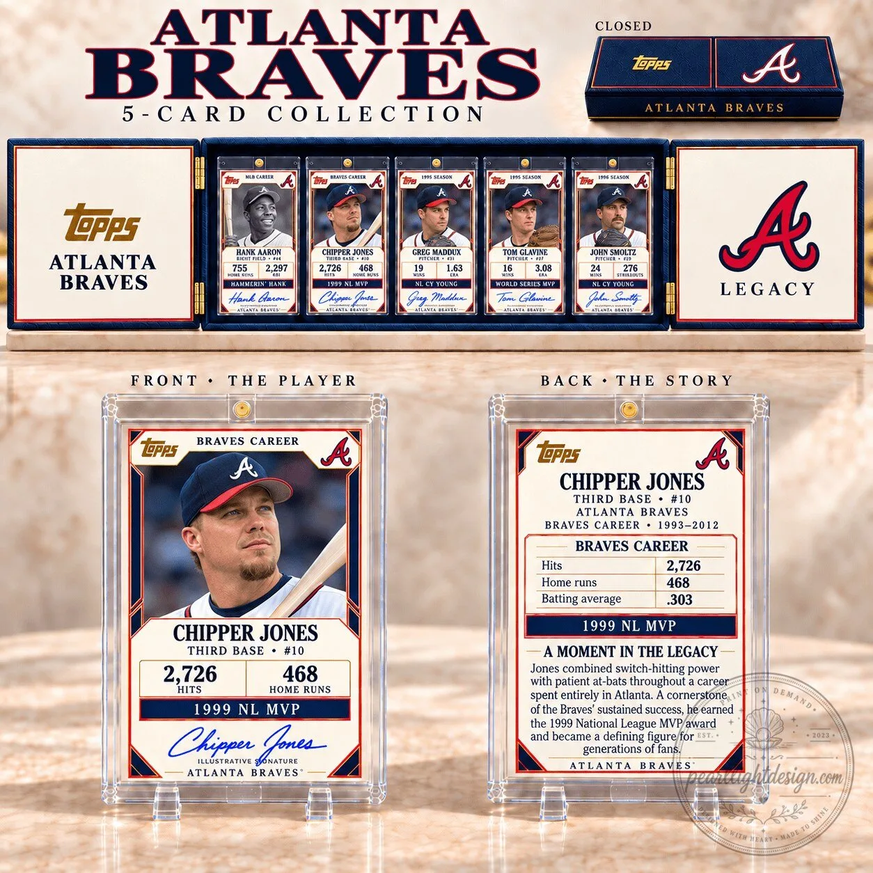 Atlanta Braves Baseball Card Collector's Box Set 5-Card Collection