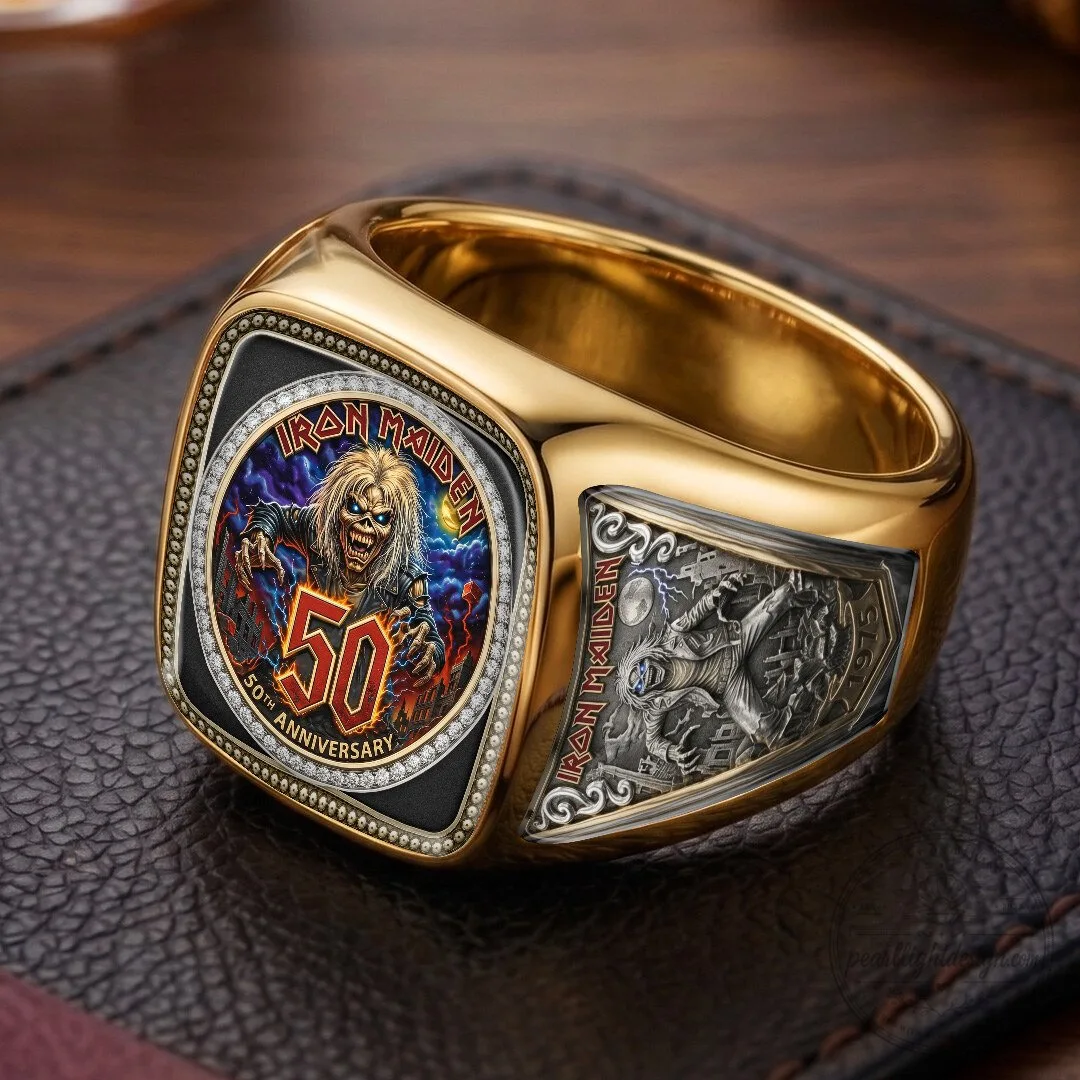 Iron Maiden 50th Anniversary Eddie The Head Heavy Metal Gold Ring 11 Iron Maiden 50th Anniversary Eddie The Head Heavy Metal Gold Ring