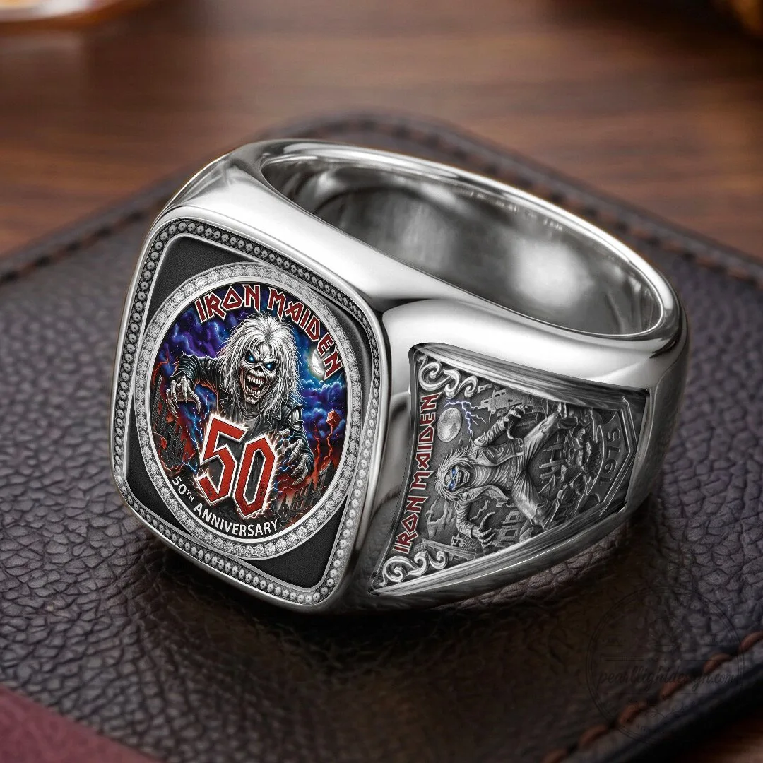 Iron Maiden 50th Anniversary Eddie The Head Heavy Metal Gold Ring 12 Iron Maiden 50th Anniversary Eddie The Head Heavy Metal Gold Ring