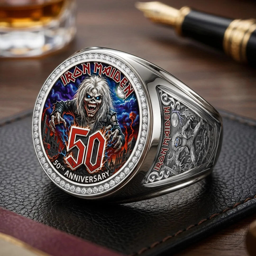 Iron Maiden 50th Anniversary Eddie The Head Heavy Metal Gold Ring 13 Iron Maiden 50th Anniversary Eddie The Head Heavy Metal Gold Ring
