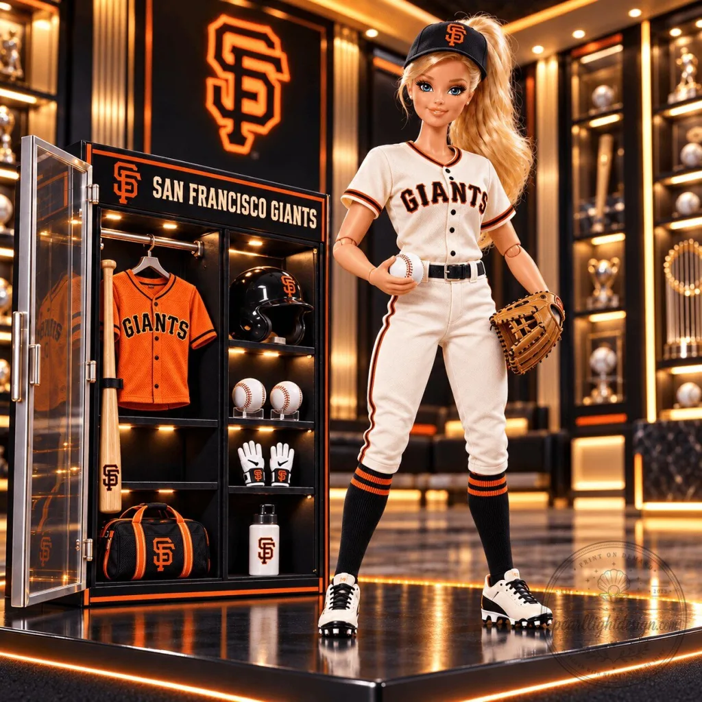 San Francisco Giants Barbie Doll with Baseball Uniform and Accessories San Francisco Giants Barbie Doll with Baseball Uniform and Accessories