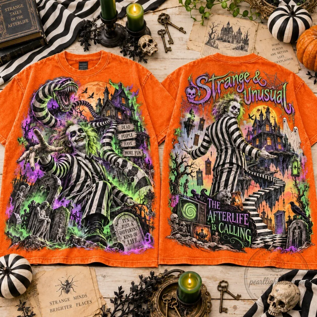 Beetlejuice Strange And Unusual Halloween Graphic T-Shirt Beetlejuice Strange And Unusual Halloween Graphic T-Shirt