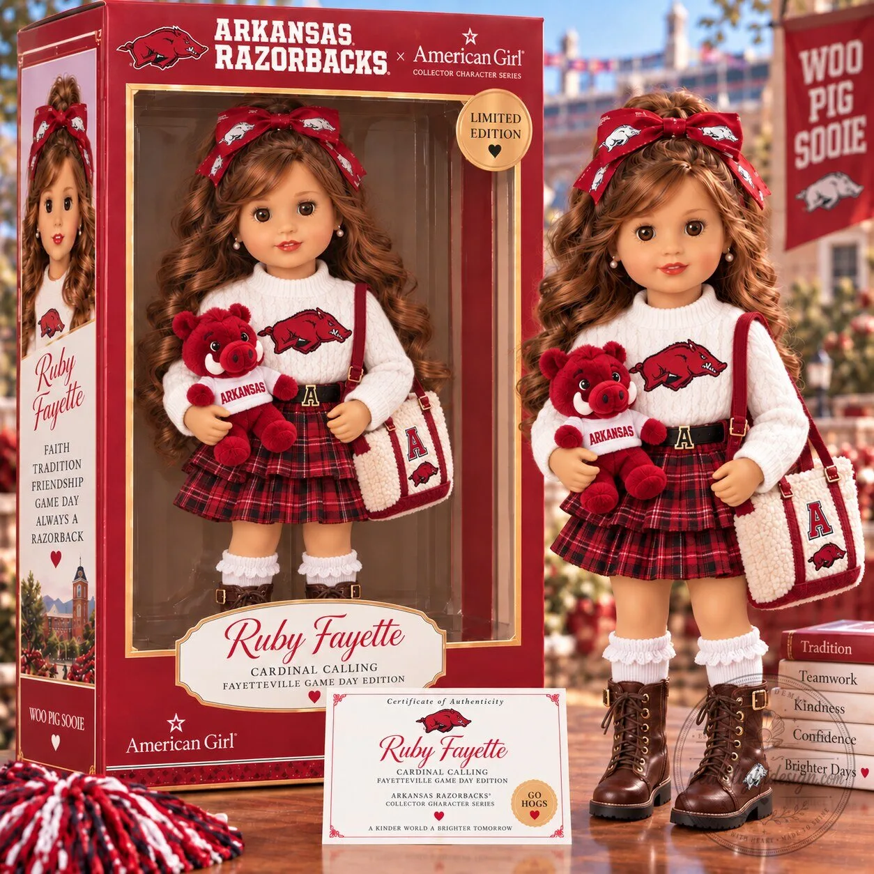 Arkansas Razorbacks American Girl Ruby Fayette Collector Doll