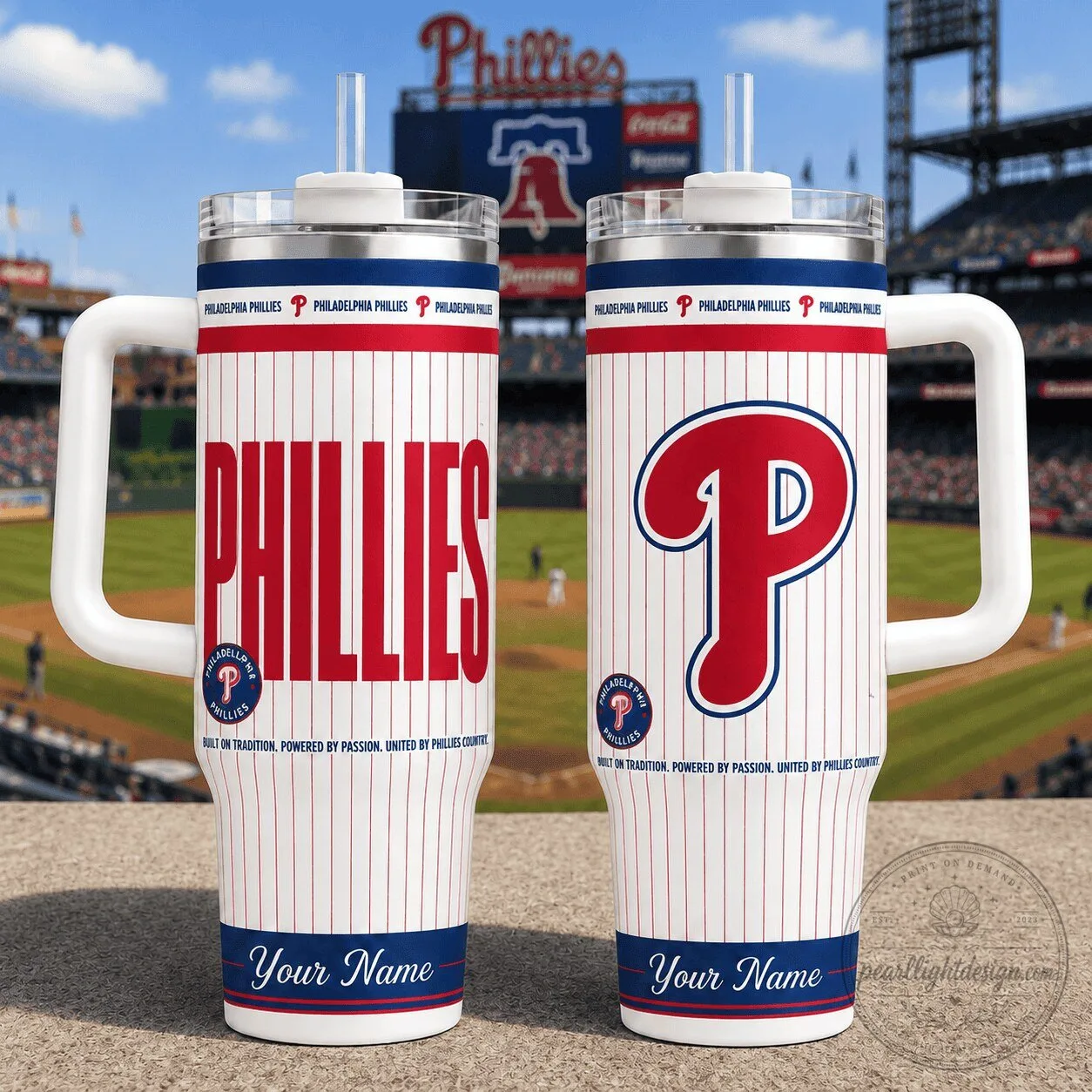 Philadelphia Phillies Major League Baseball Striped Custom Name Tumbler