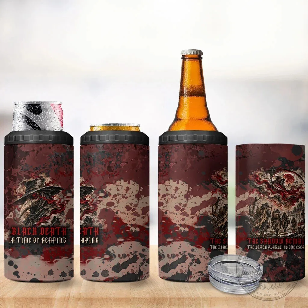 Black Death Plague Doctor Grim Reaper Gothic Horror Can Cooler Tumbler 10 Black Death Plague Doctor Grim Reaper Gothic Horror Can Cooler Tumbler