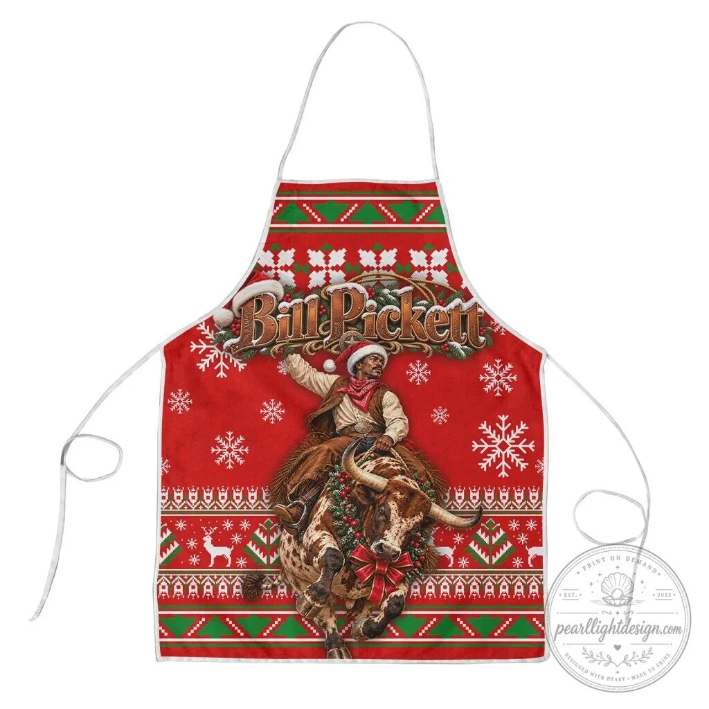Bill Pickett Christmas Cowboy Rodeo Bull Riding Holiday Apron 7 Bill Pickett Christmas Cowboy Rodeo Bull Riding Holiday Apron