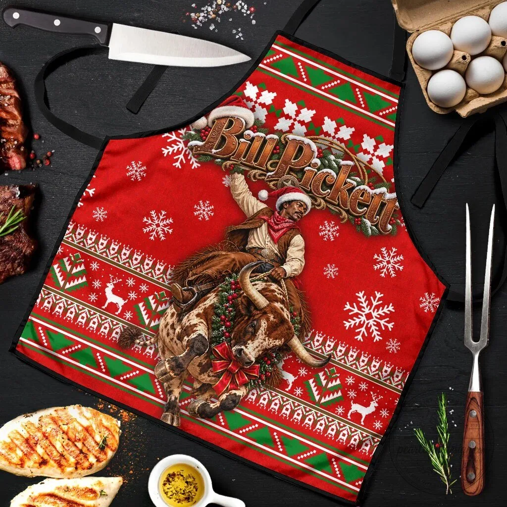 Bill Pickett Christmas Cowboy Rodeo Bull Riding Holiday Apron 8 Bill Pickett Christmas Cowboy Rodeo Bull Riding Holiday Apron