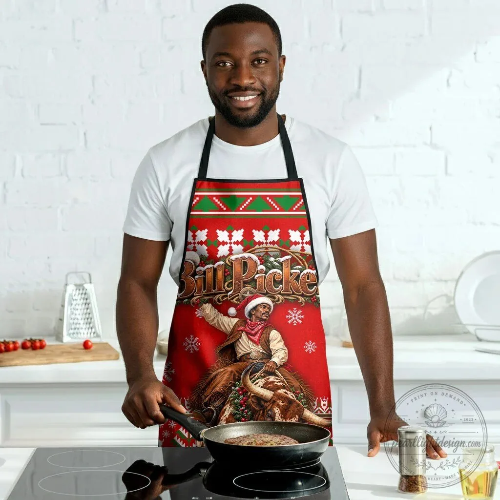 Bill Pickett Christmas Cowboy Rodeo Bull Riding Holiday Apron 10 Bill Pickett Christmas Cowboy Rodeo Bull Riding Holiday Apron