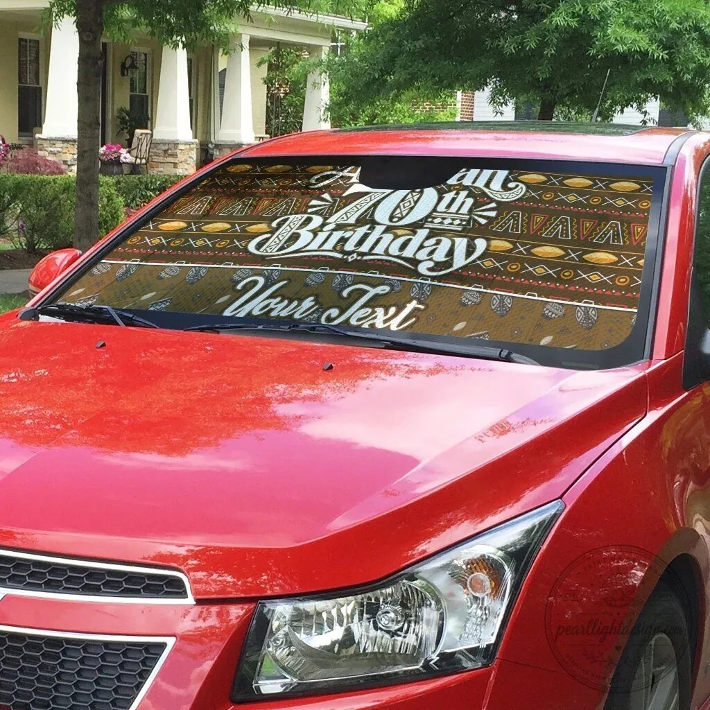 Personalized African 70th Birthday Tribal Pattern Car Sunshade 8 Personalized African 70th Birthday Tribal Pattern Car Sunshade