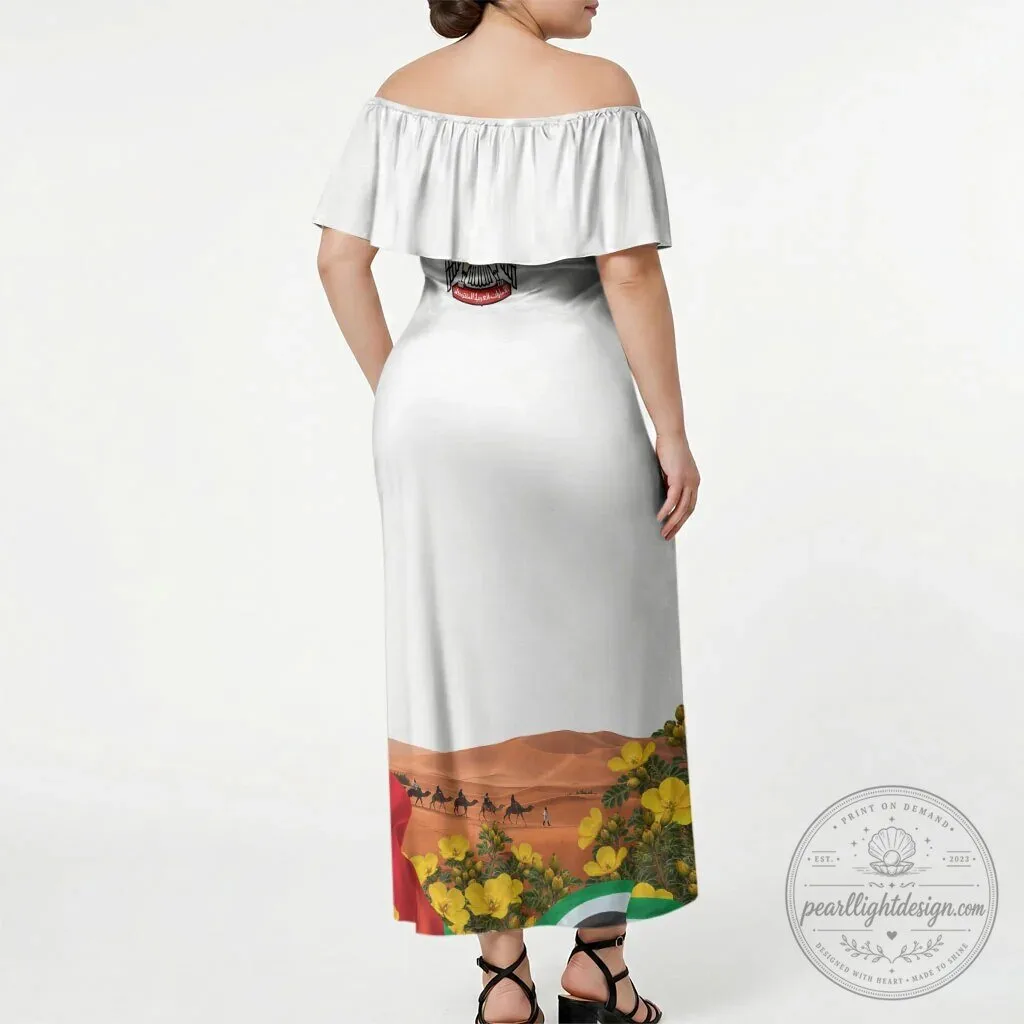 United Arab Emirates National Day Falcon Burj Khalifa Off Shoulder Maxi Dress 7 United Arab Emirates National Day Falcon Burj Khalifa Off Shoulder Maxi Dress