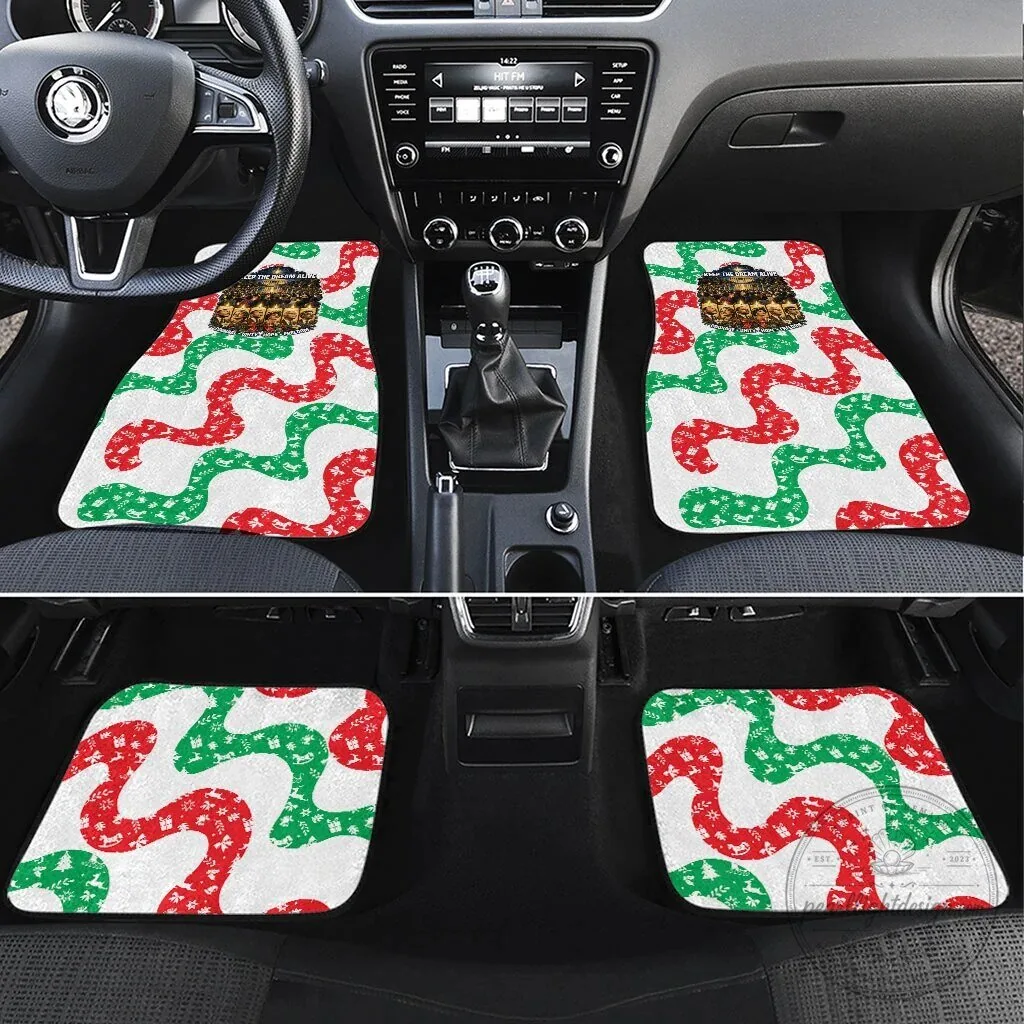 Christmas Holiday Red Green Swirl Pattern Car Mat Set 8 Christmas Holiday Red Green Swirl Pattern Car Mat Set