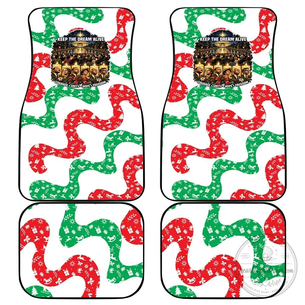 Christmas Holiday Red Green Swirl Pattern Car Mat Set 9 Christmas Holiday Red Green Swirl Pattern Car Mat Set