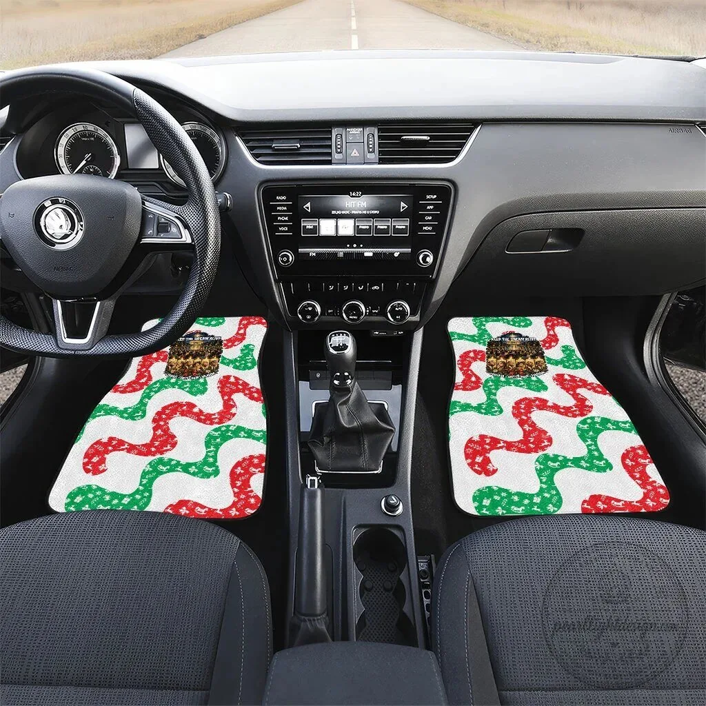 Christmas Holiday Red Green Swirl Pattern Car Mat Set 10 Christmas Holiday Red Green Swirl Pattern Car Mat Set