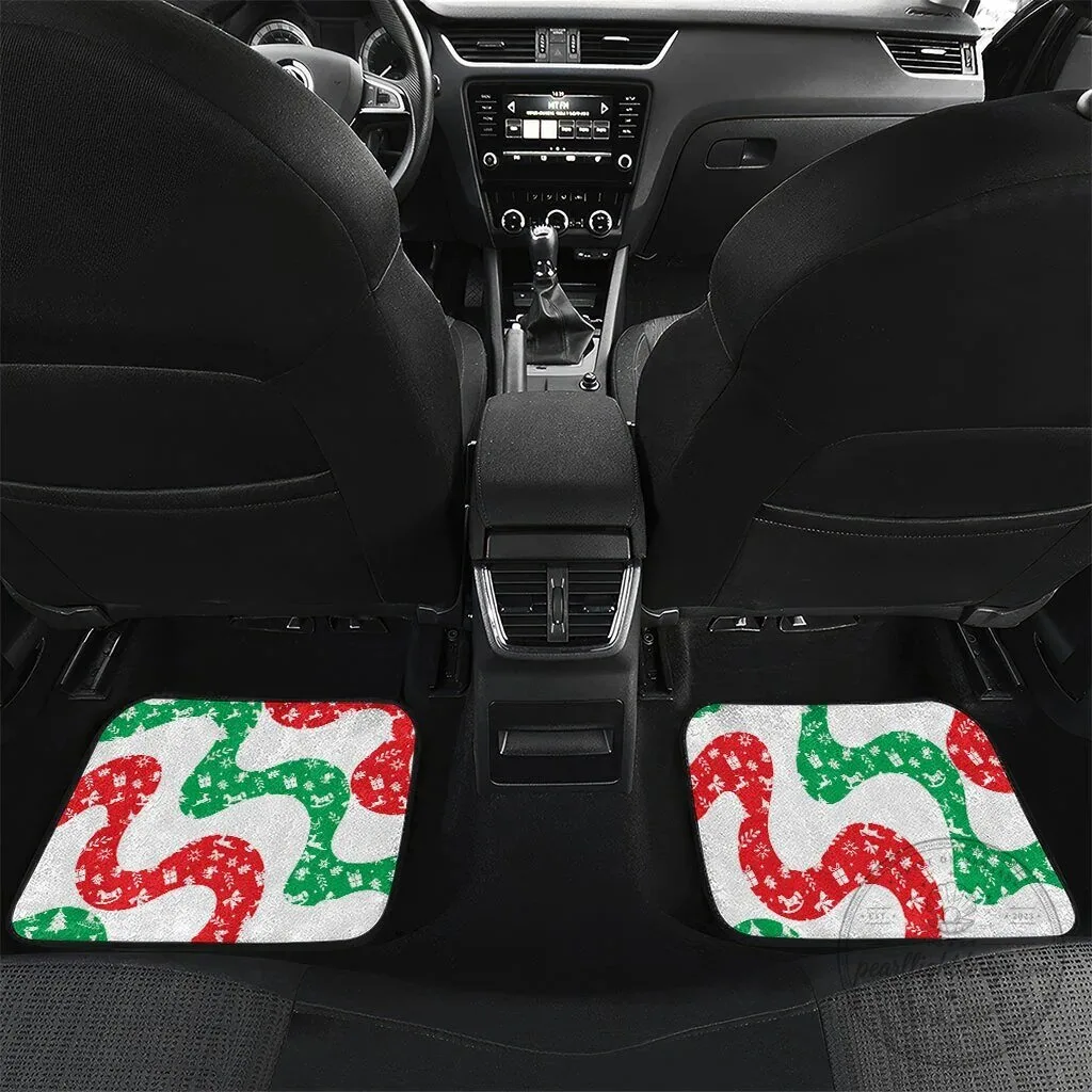 Christmas Holiday Red Green Swirl Pattern Car Mat Set 11 Christmas Holiday Red Green Swirl Pattern Car Mat Set