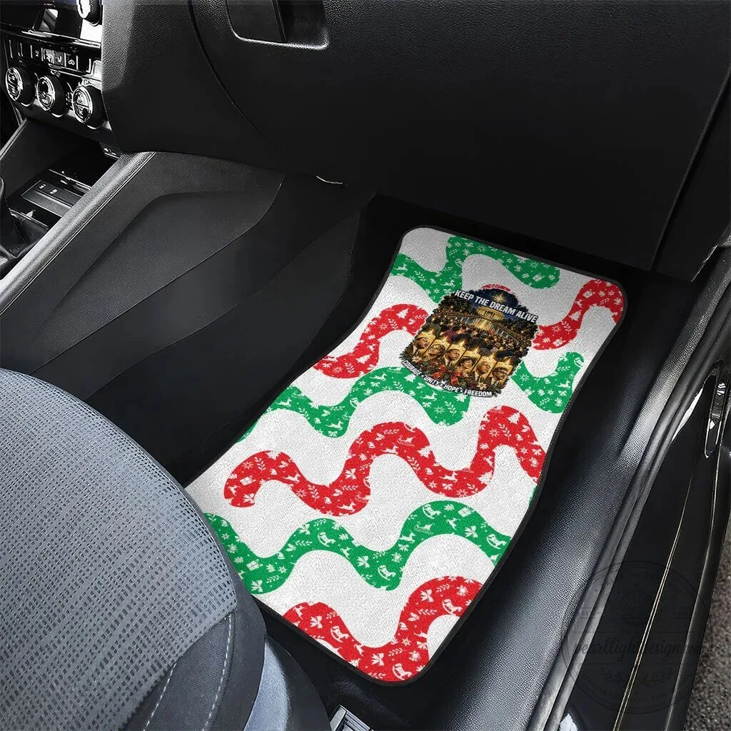 Christmas Holiday Red Green Swirl Pattern Car Mat Set 12 Christmas Holiday Red Green Swirl Pattern Car Mat Set