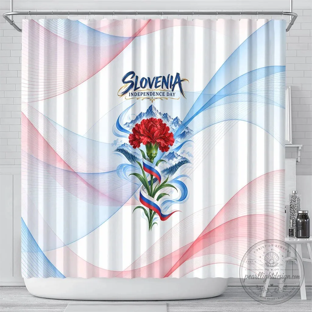 Slovenia Independence Day Red Carnation Flower Mount Triglav Shower Curtain 8 Slovenia Independence Day Red Carnation Flower Mount Triglav Shower Curtain