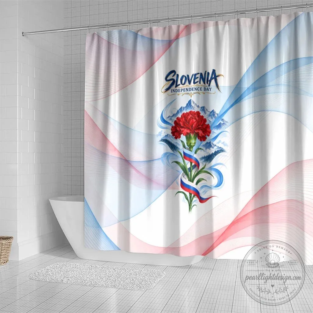 Slovenia Independence Day Red Carnation Flower Mount Triglav Shower Curtain 9 Slovenia Independence Day Red Carnation Flower Mount Triglav Shower Curtain