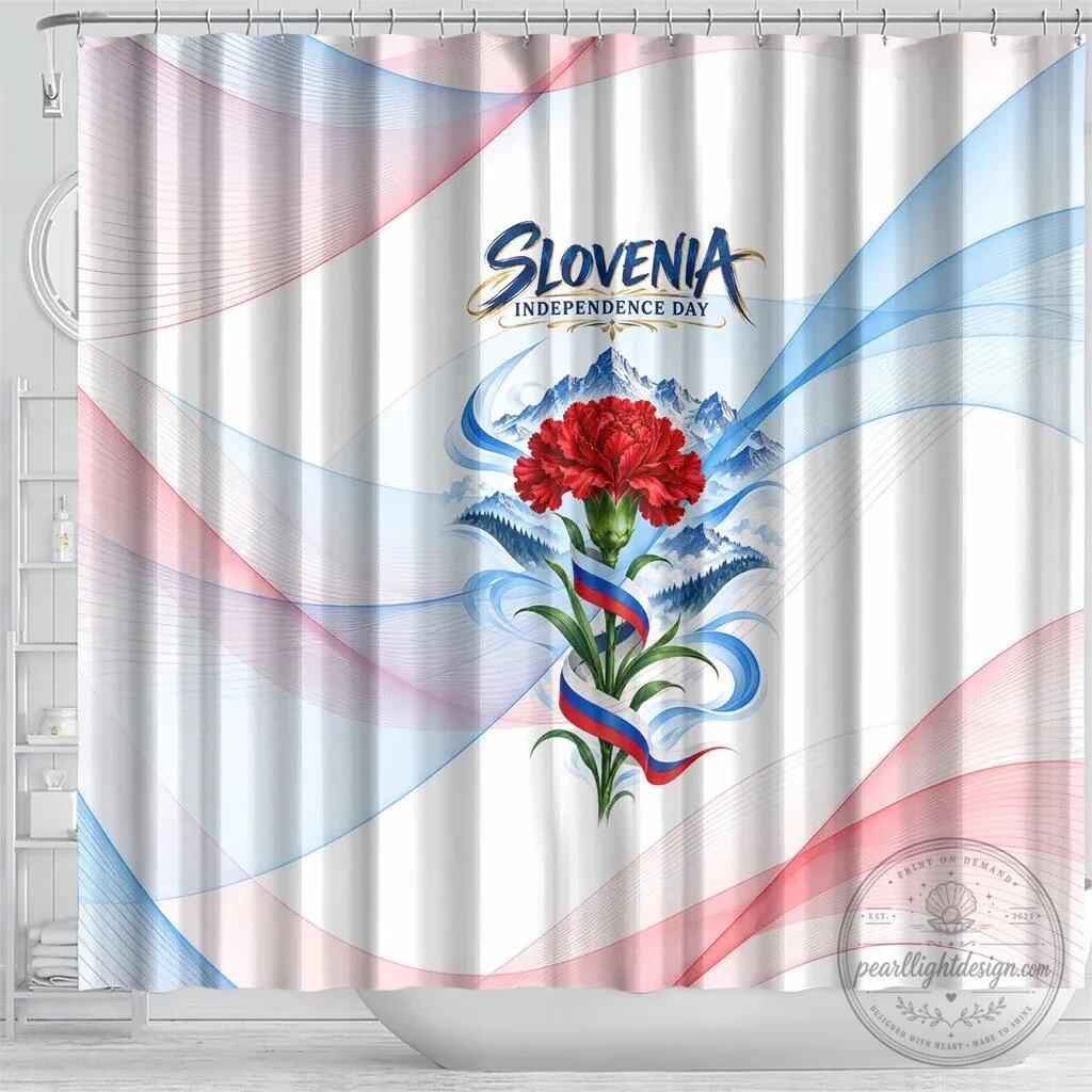 Slovenia Independence Day Red Carnation Flower Mount Triglav Shower Curtain 10 Slovenia Independence Day Red Carnation Flower Mount Triglav Shower Curtain