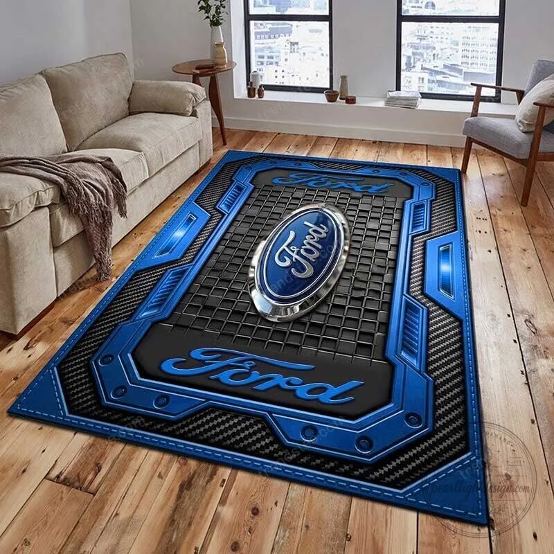Ford Blue Logo Automotive Design Area Rug for Living Room or Garage