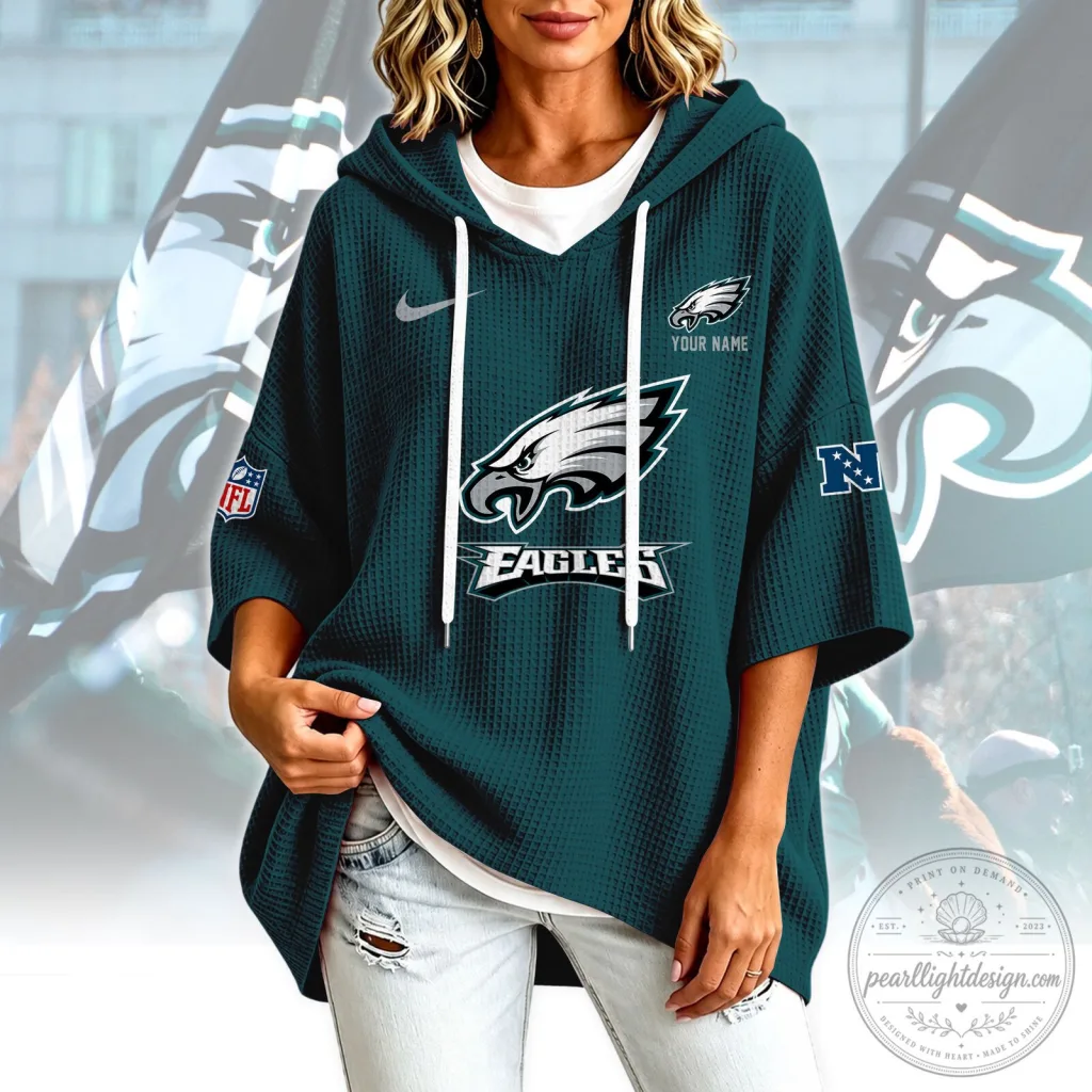 Philadelphia Eagles NFL Football Team Logo Custom Name Hooded Sweatshirt Philadelphia Eagles NFL Football Team Logo Custom Name Hooded Sweatshirt