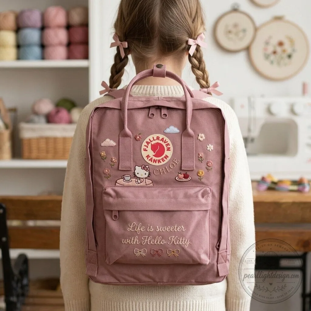 Hello Kitty Embroidered Pink Fjallraven Kanken Backpack with Personalized Name 12 Hello Kitty Embroidered Pink Fjallraven Kanken Backpack with Personalized Name