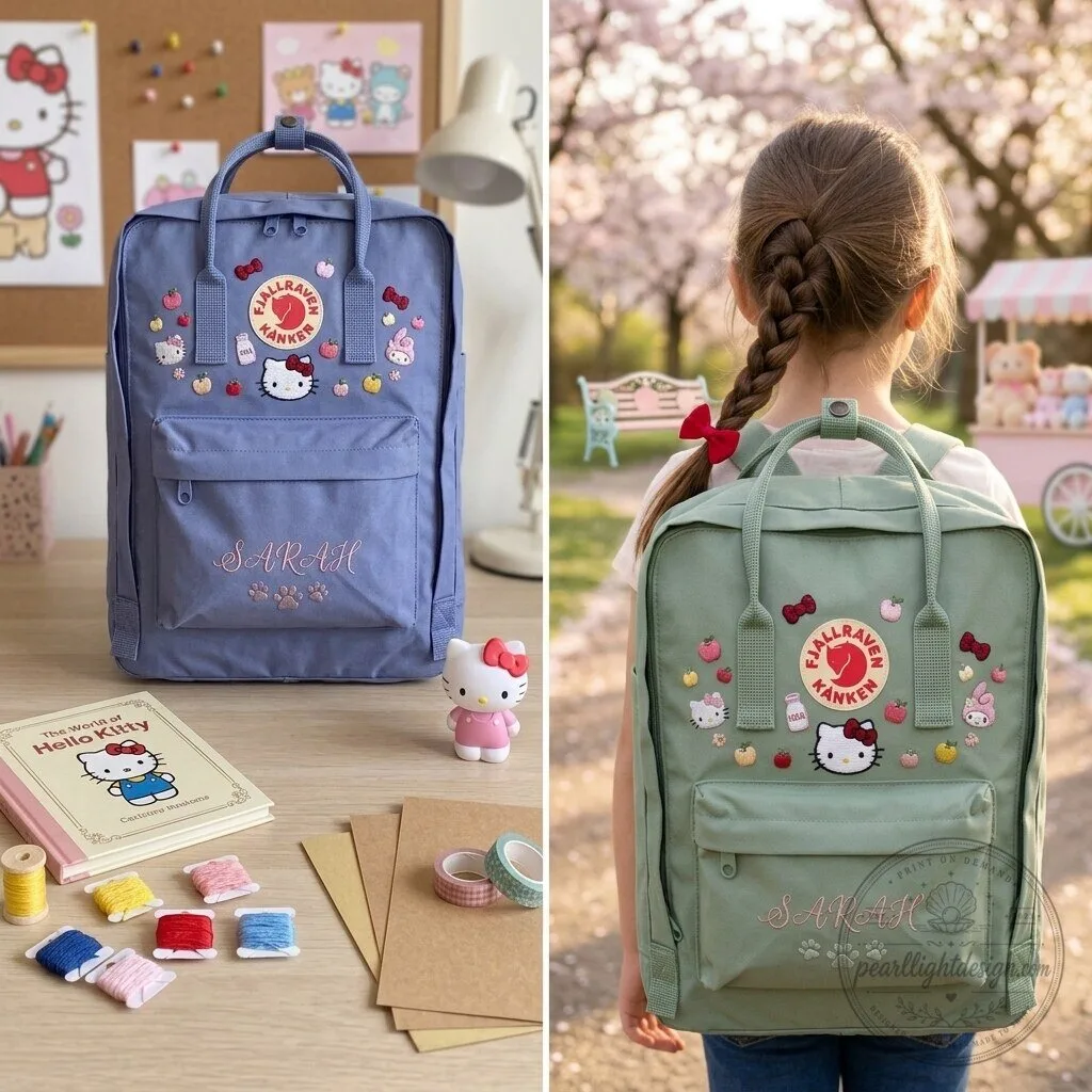Hello Kitty Embroidered Pink Fjallraven Kanken Backpack with Personalized Name 13 Hello Kitty Embroidered Pink Fjallraven Kanken Backpack with Personalized Name
