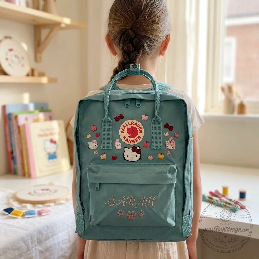 Hello Kitty Embroidered Pink Fjallraven Kanken Backpack with Personalized Name 15 Hello Kitty Embroidered Pink Fjallraven Kanken Backpack with Personalized Name