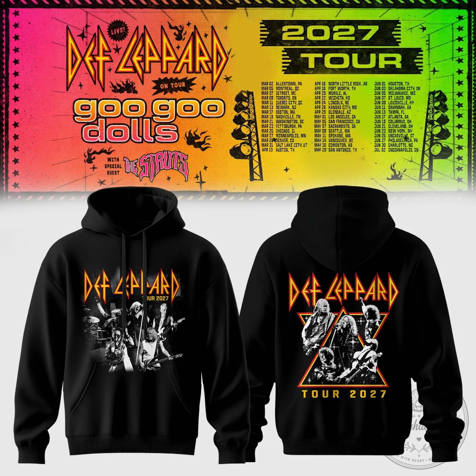 Def Leppard and Goo Goo Dolls 2027 North American Tour Concert Dates Hoodie