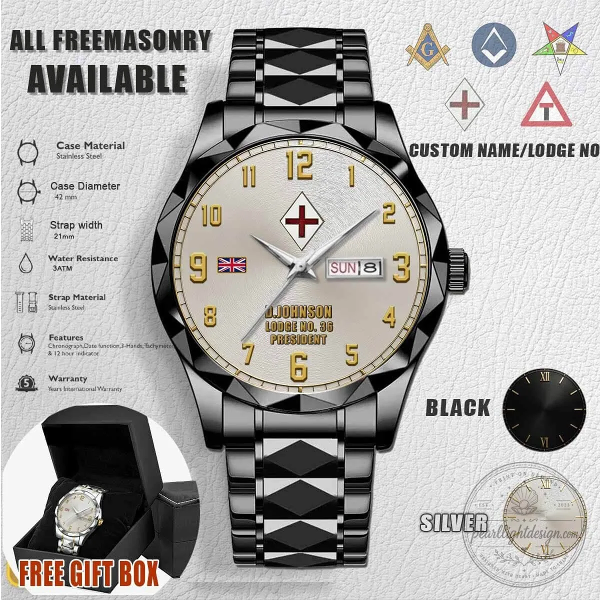 Freemasonry Societas Rosicruciana in Anglia Stainless Steel Watch 6 Freemasonry Societas Rosicruciana in Anglia Stainless Steel Watch