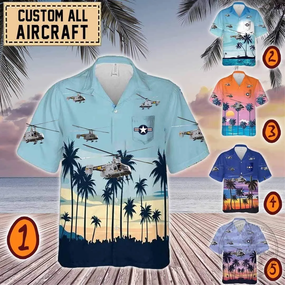 Sikorsky H-34 Choctaw Helicopter Tropical Beach Hawaiian Shirt