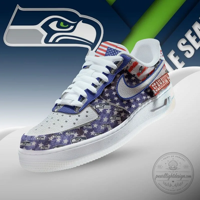 Seattle Seahawks NFL American Flag Patriotic Custom Design Shoes 1 Seattle Seahawks NFL American Flag Patriotic Custom Design Shoes