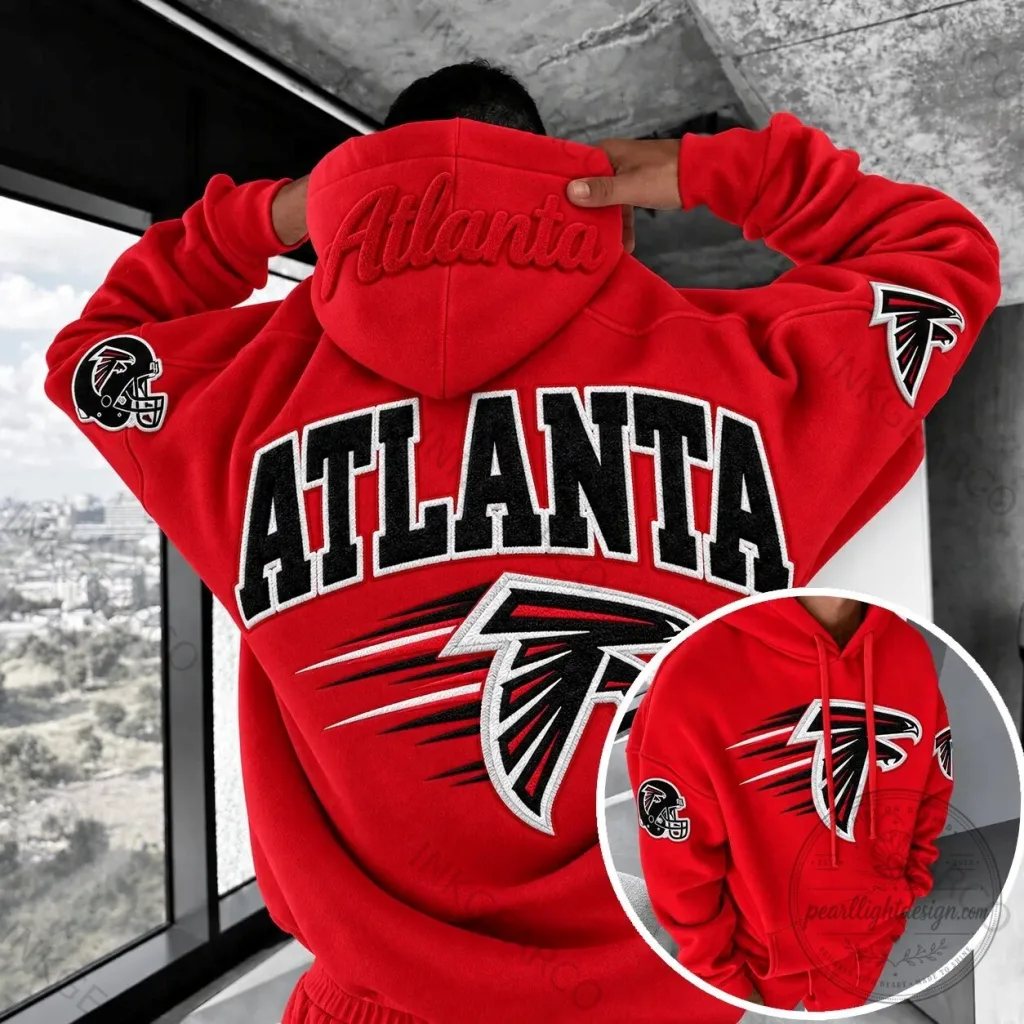 Atlanta Falcons NFL Football Team Red Embroidered Hoodie for Men and Women Atlanta Falcons NFL Football Team Red Embroidered Hoodie for Men and Women